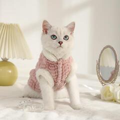 卸売り猫服ペット保温馬甲綿服無毛猫ドイツ語猫ペット秋冬猫服毛落ち防止