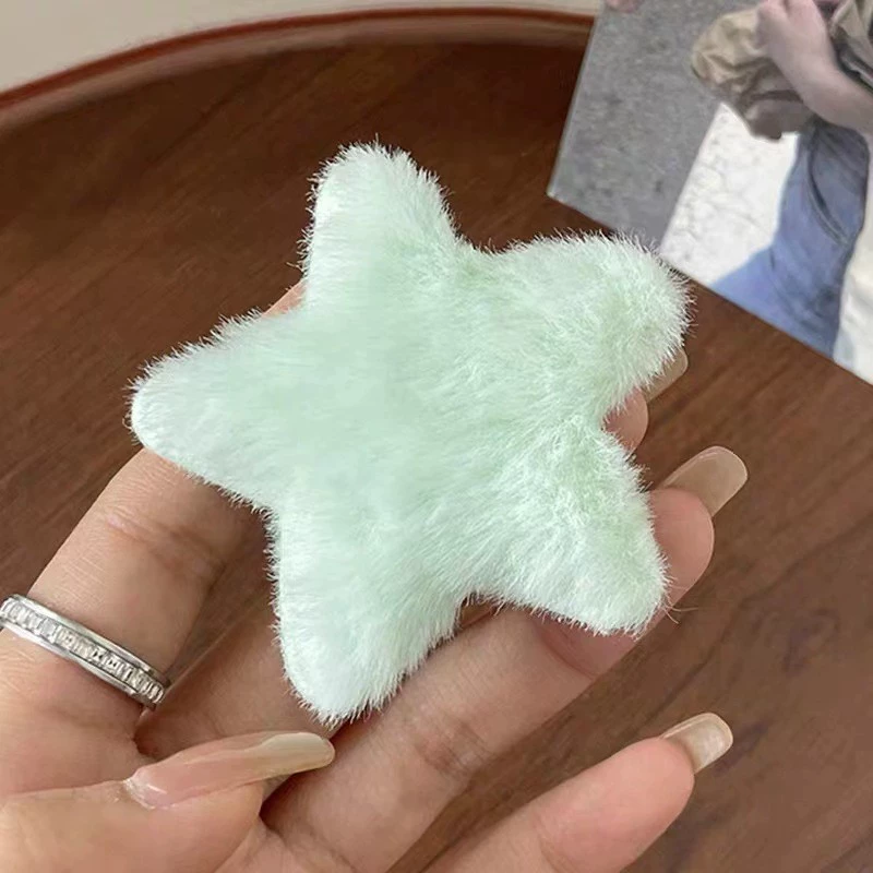 Hairgrip (demi-season) Cute Plush Hairpins — Star & Cloud Clips, Assorted Colors, 4.6 cm