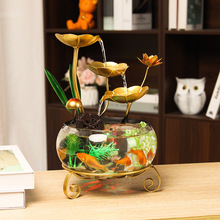 跨境简约流水摆件工艺装饰品玻璃鱼缸摆件客厅玄关前台办公室摆件
