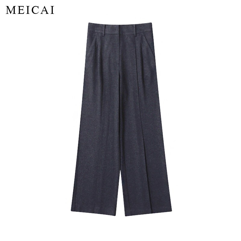 Exquisitely Crafted and Casually Stylish Flannel Fine-Spun Wool High-Waisted Versatile Double-Pleated Wide-Leg Magic Pants Exquisitely Crafted and Casually Stylish Flannel Fine-Spun Wool High-Waisted Versatile Double-Pleated Wide-Leg Magic Pants