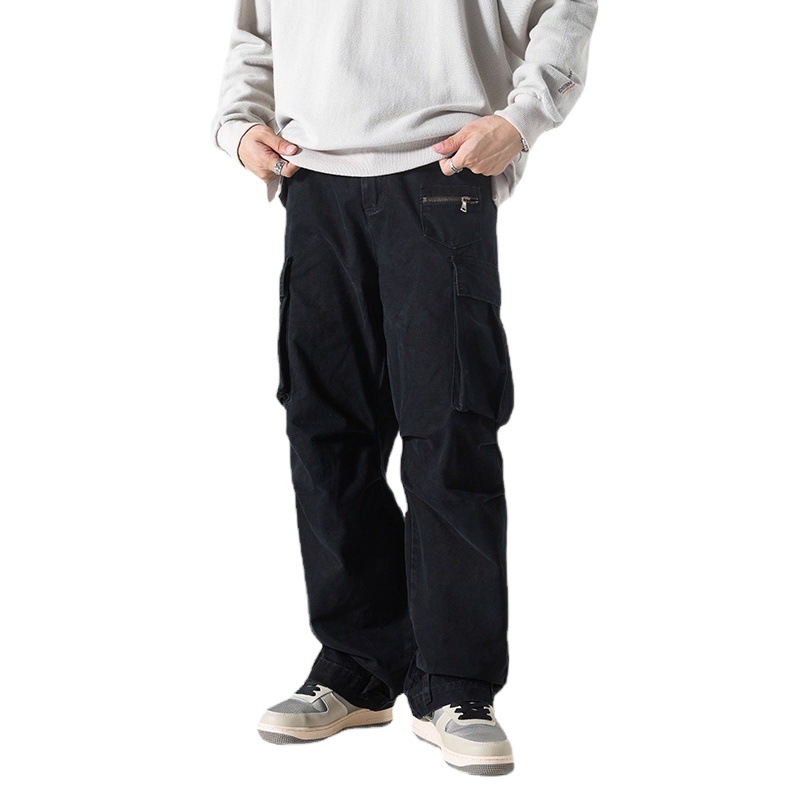 Xxbro mono americano de calle para hombre pantalones de pierna recta con múltiples bolsillos al aire libre pantalones casuales sueltos de moda ins