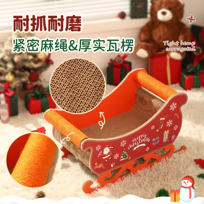 Navidad gato nido gato agarrar tablero integral anti-desgaste no descascar papel corrugado cuerda de cáñamo gato afilar garras artefacto gato agarrar tablero nido