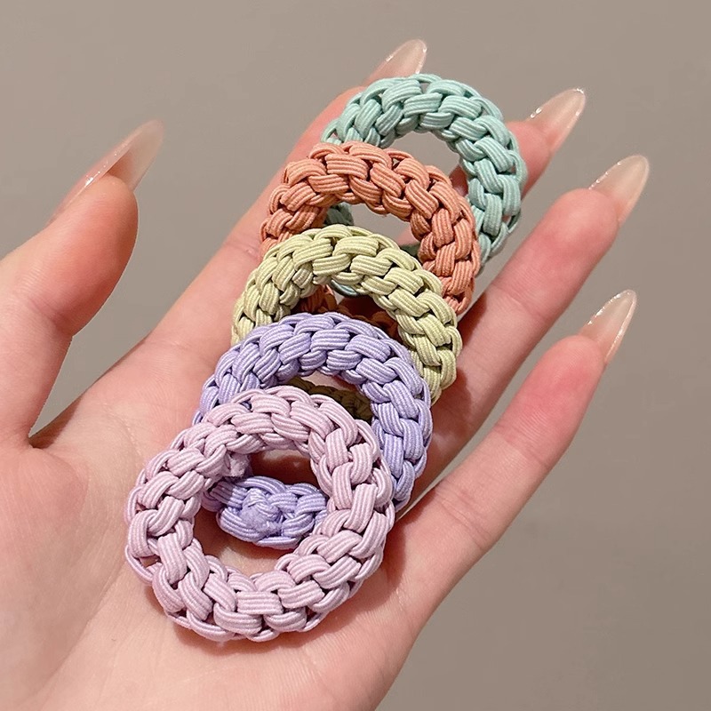 Corda de cabello de cola de caballo de tejido coreano, tocado de banda de goma de alta elasticidad no lesionar bola de cabello, cuerda de cabello