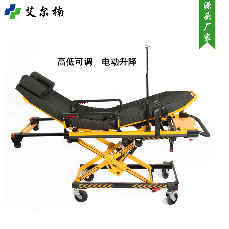 电动救护车担架 铝合金电动上车多档调节高度舒适厚床垫带输液架