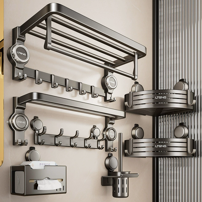 Suction cup towel rack bathroom without punching hanging rod bathroom storage rack integrated shower room toilet storage towel rack