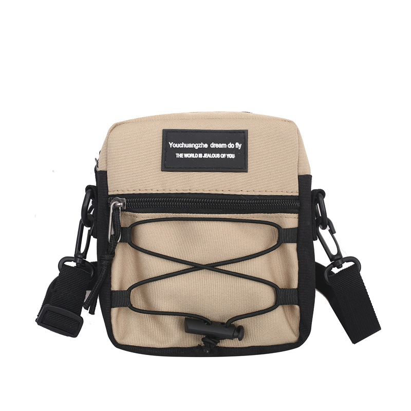 67g Weight Zipper Closure Type Single Shoulder Strap Strap Type Crossbody Bag Bags Type Nylon Material Letter Pattern Streetwear Style Square Shape Khaki, Light Grey, White, Black Color Small Size Small Nylon Letter Streetwear Square Zipper Crossbody Bag 96