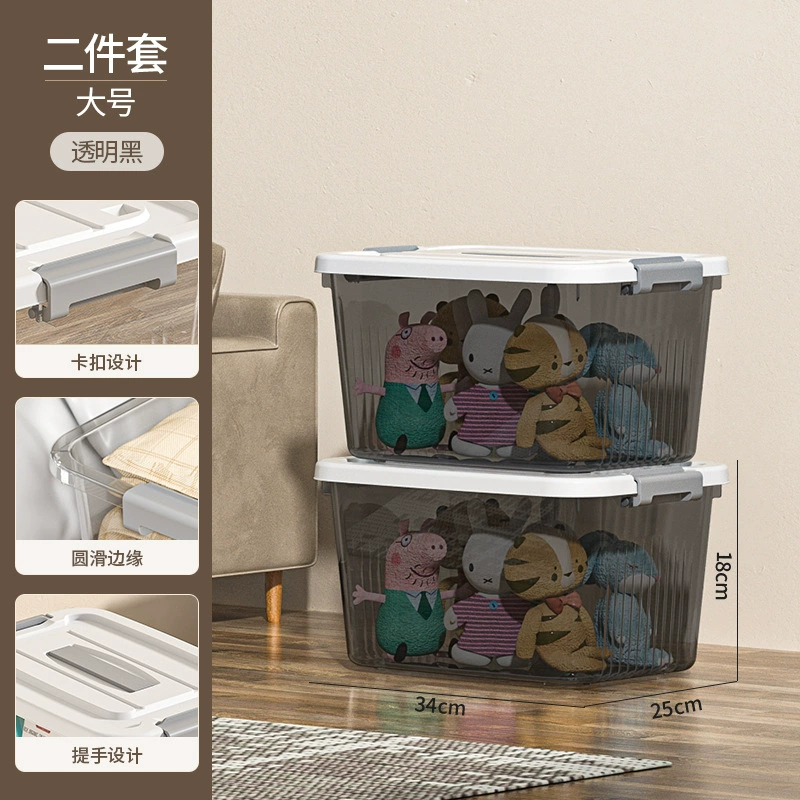 Storage Box, Extra Large Transparent Plastic, Thick Reinforced Walls, Stackable with Wheels