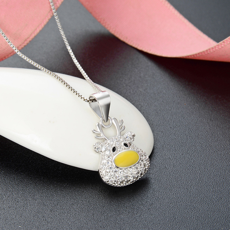 Yilu tiene su diamante animal accesorios colgante estilo japonés y coreano s925 plata esterlina ZIRCON collar Navidad alces clavícula cadena