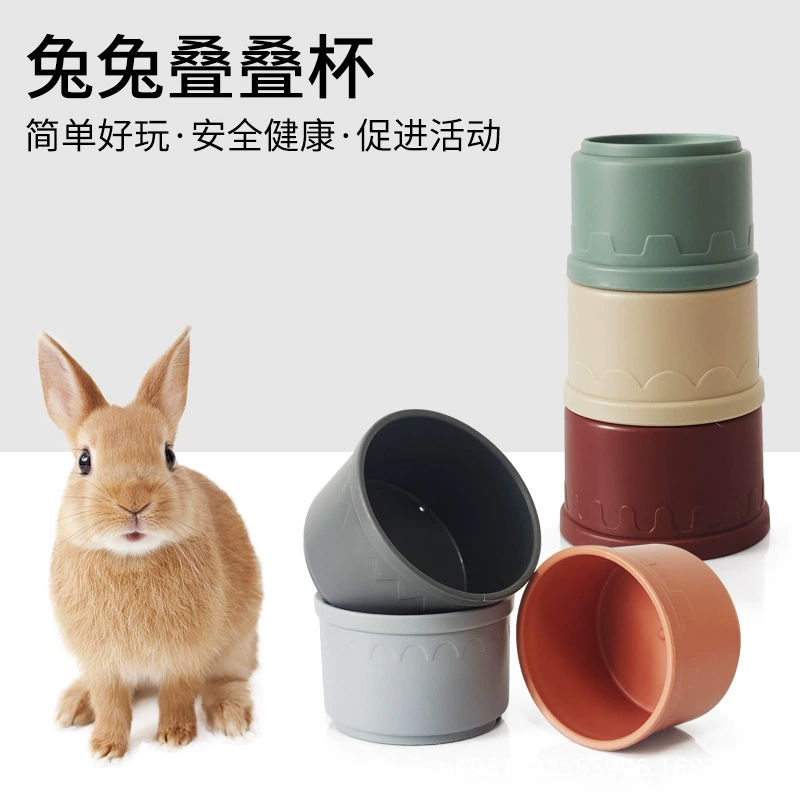 Кролик снимает душно сложенные чашки игрушка Вентиляционное укус головоломка обучение домашнее животное маленький карлик ухо кролик играет игрушка