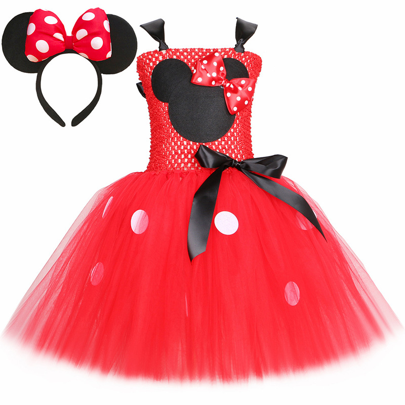 Girls Mickey and Minnie Princess Tutu Skirt Children's Polka Dot Mesh Dress European and American Cartoon Animation Performance Dress Girls Mickey and Minnie Princess Tutu Skirt Children's Polka Dot Mesh Dress European and American Cartoon Animation Performance Dress