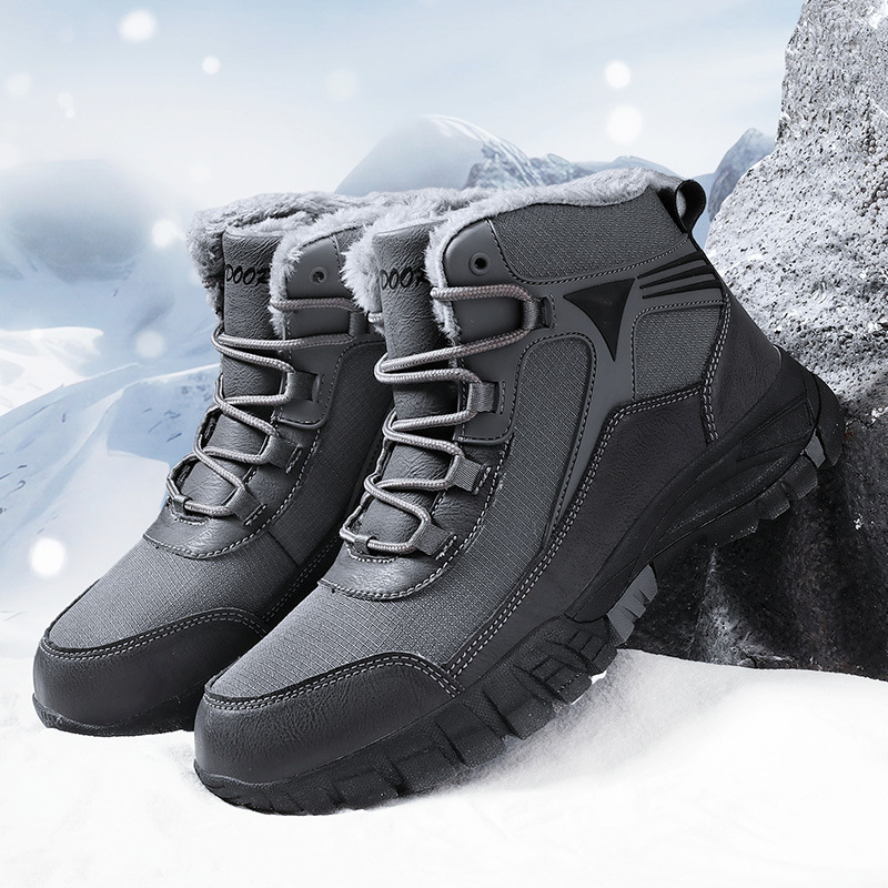 Cross-border antideslizante senderismo más tamaño botas de nieve de los hombres de forro polar engrosada zapatilla impermeable resistente al frío cálido botas de algodón de alta hombres