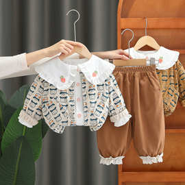 女童装春款小女孩三件套婴儿童可爱衣服女宝宝春装套装0-1-3-5岁2