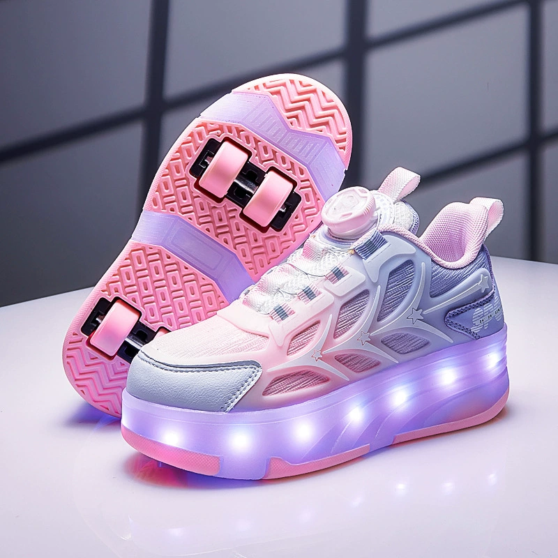 Прямые продажи с фабрики, детская обувь для роликовых коньков Heelys, обувь для мальчиков, двухколесные туфли Heelys, студентки, четырехколесные коньки с подсветкой