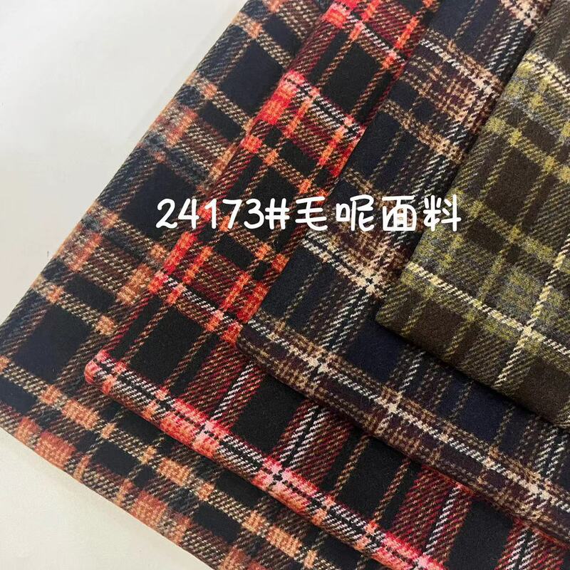 New Autumn and Winter Woolen Brushed Plaid Coat Fabric/Shoes, Hats, Bags, Pants and Skirts