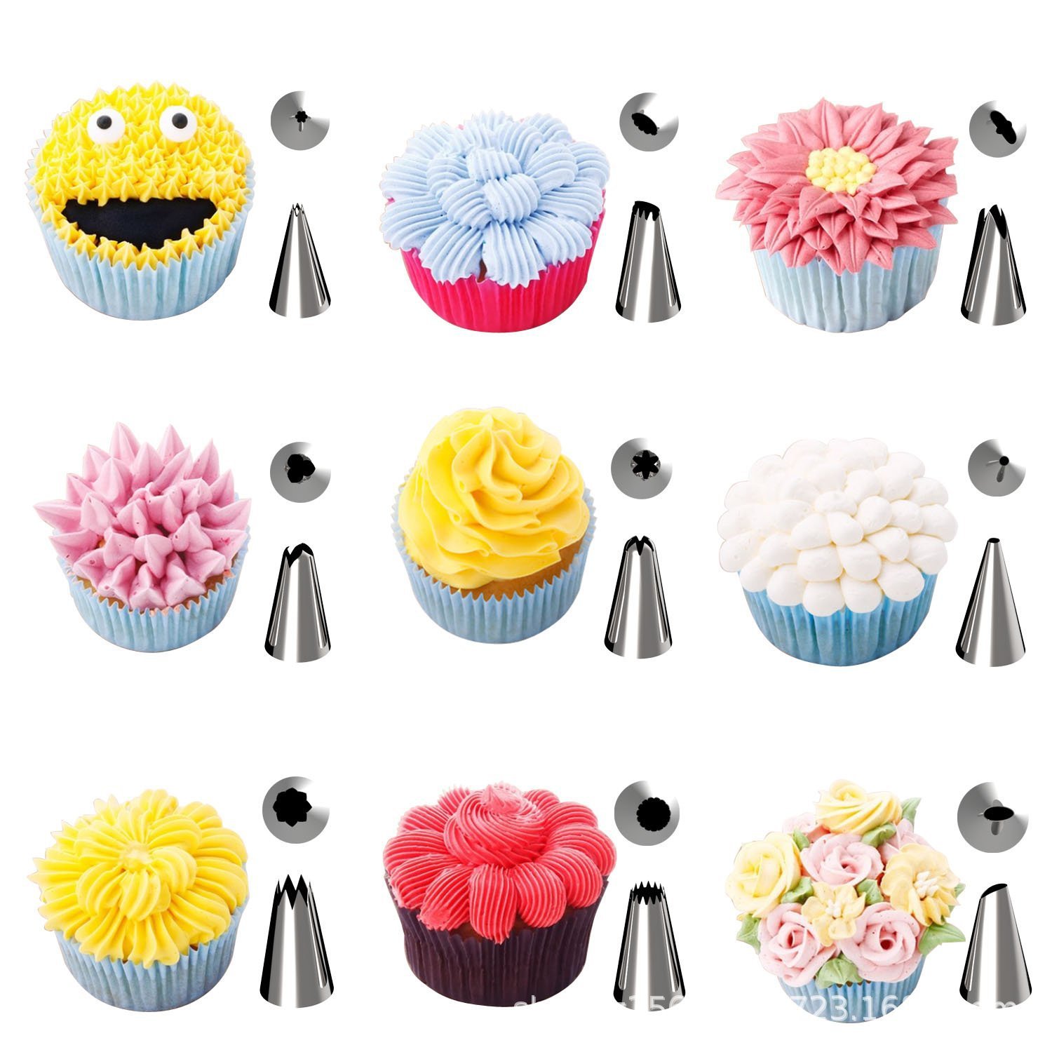 42-piece torta de frijol soluble herramientas de bricolaje con pastelería boquilla squeeze bolsa de flores convertidor de uñas combinación completa image 6