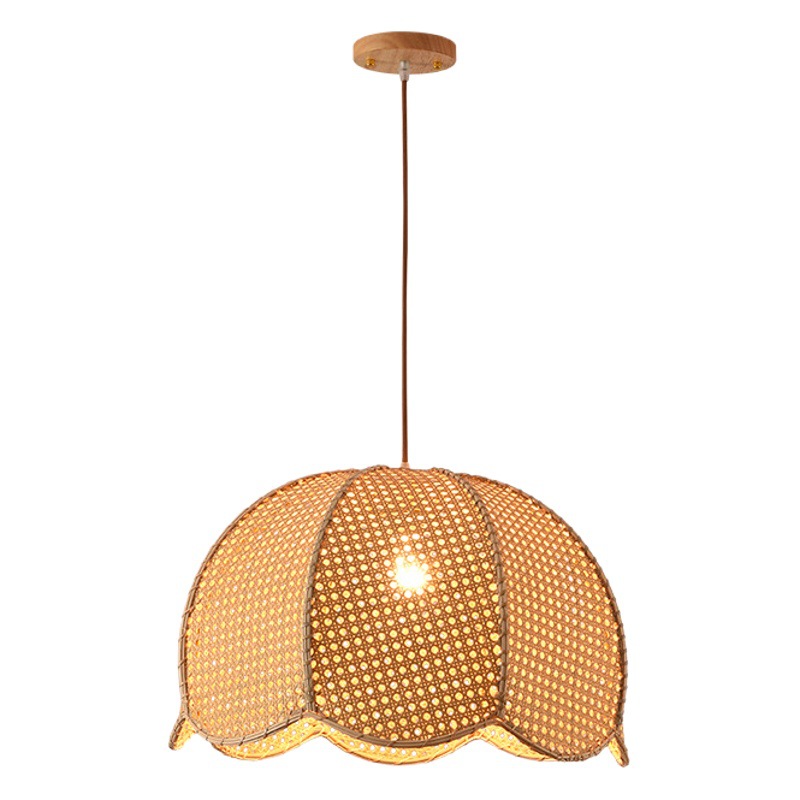 Araña de ratán de estilo japonés personalidad creativa pastoral restaurante balcón entrada lámpara tejida chino cama y desayuno Zen lámpara de sala de té