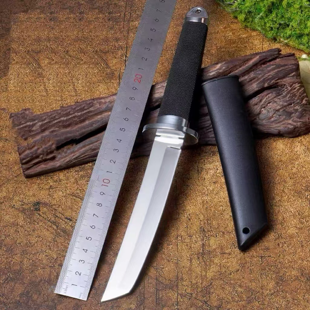 户外便携式一体直刀黑武士应急高硬度钢小刀生存瑞士军士刀多用途