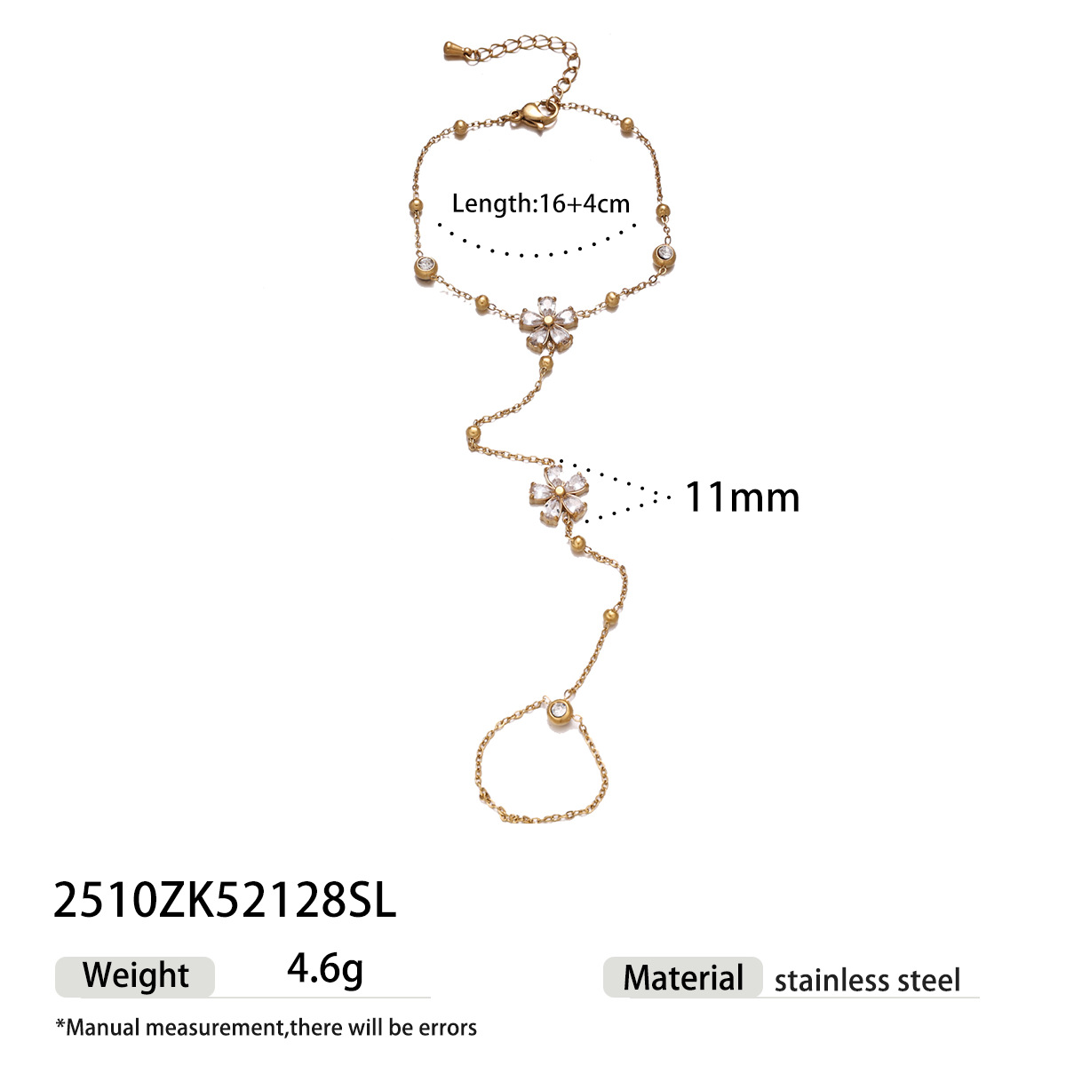 Pulsera de acero inoxidable europea y americana de lujo ligera, nicho, colgante de flores, colgante de flores, pulsera de acero inoxidable no se desvanece.