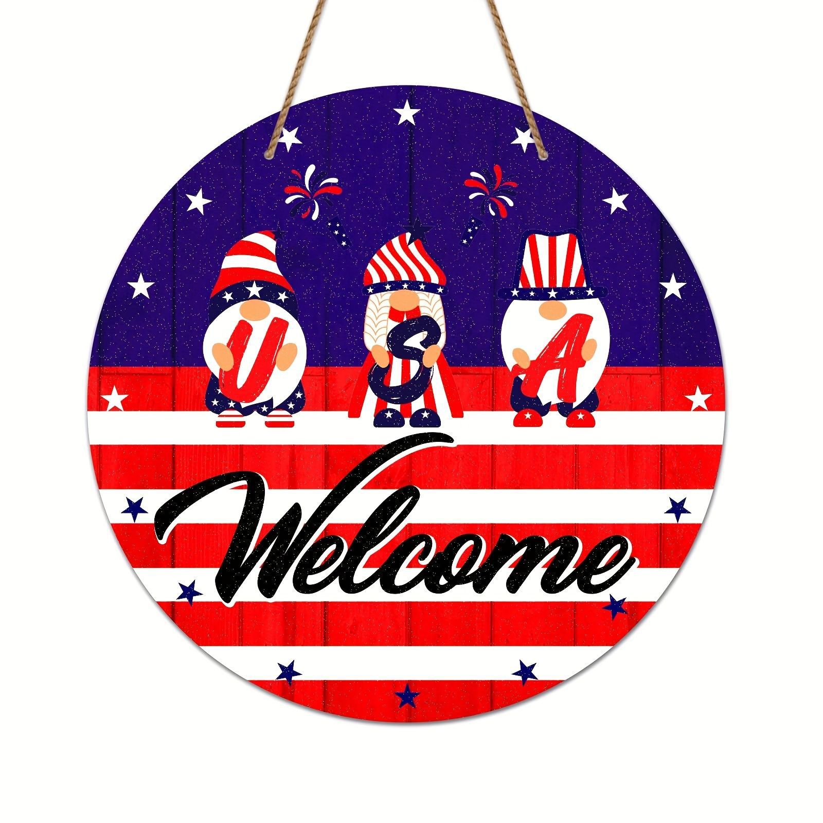 Nuevo día de la independencia de Amazon Estados Unidos decoración de puerta de madera puerta transfronteriza lista