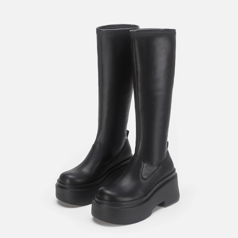 Little Girl Thick-soled Stretch Boots High Boots Small Height-raising Leg-wrapping Slimming Sweet Cool Long Skinny Boots