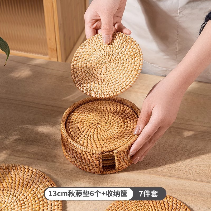 藤编隔热垫子家用防烫锅垫碗垫耐高温餐桌垫耐热盘子垫杯垫茶壶托|undefined