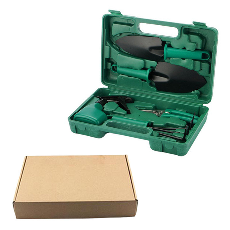 Juego de 5 piezas de jardinería verde (embalaje de cartón)