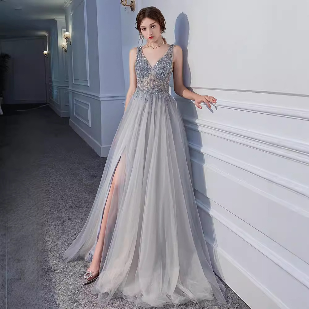 Vestido de fiesta anual para mujer 2026, nuevo estilo, para cumpleaños, adelgazante, sexy, sin espalda, con lentejuelas, para banquete, anfitriona, vestido de noche image 3