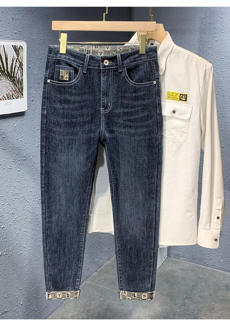 Men's Blue Straight Leg Jeans Comfortable Minimalist Fashion_voghion.com