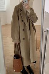 毛呢大衣女感2025款秋秋季中长款赫本风感可爱轻奢毛呢子