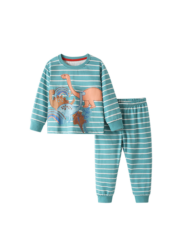 Malwee transfronterizo niños estriados ropa de hogar otoño y invierno nuevo cuello redondo manga larga set de niños europeos y estadounidenses ropa de niños