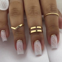 Medium-to-long length glitter stone pattern white crack stylish European and American wear-on nails nail art wholesale