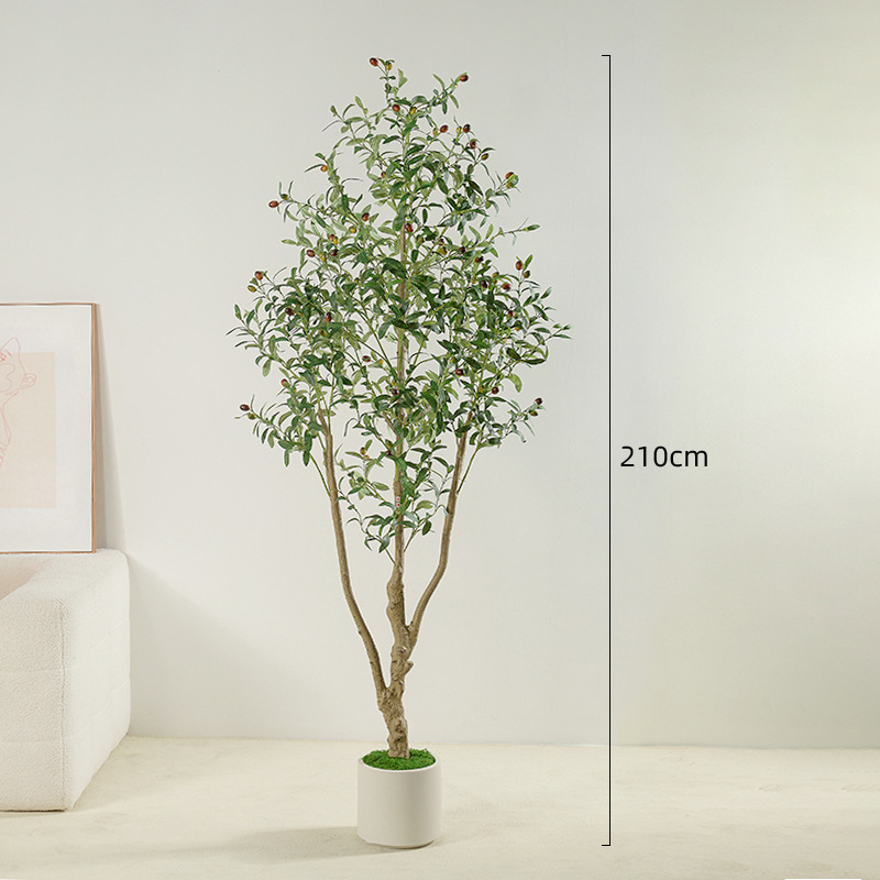 Planta artificial olivo olla casa sala de estar piso interior gran planta verde ventana centro comercial decoración árbol falso