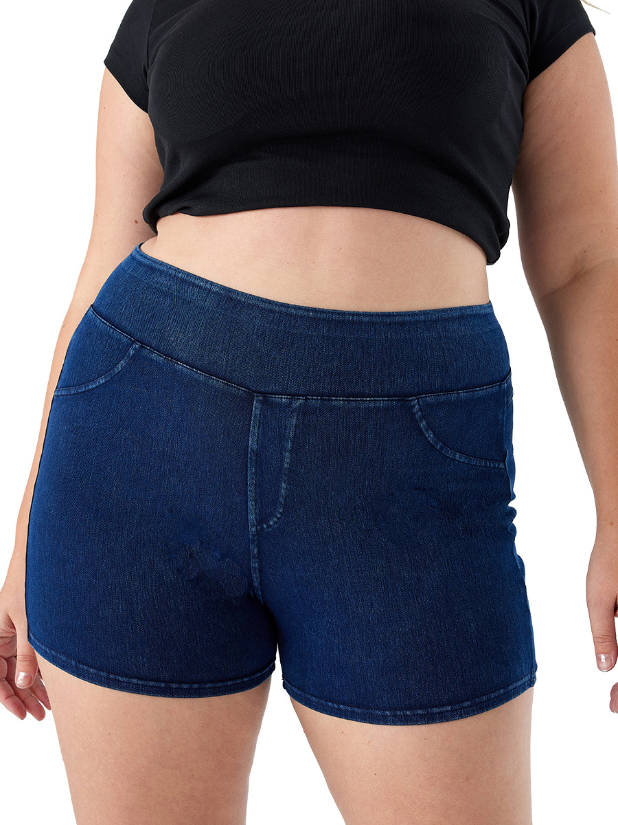 Pantalones cortos de mezclilla de yoga de talla grande transfronterizos europeos y americanos para mujer