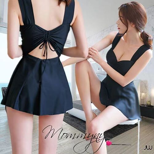  New Large and Small Cup Push-Up Swimsuit, Fashionable and Sexy, Rigid Cup Conservative Split Skirt Style Straight Leg Swimsuit