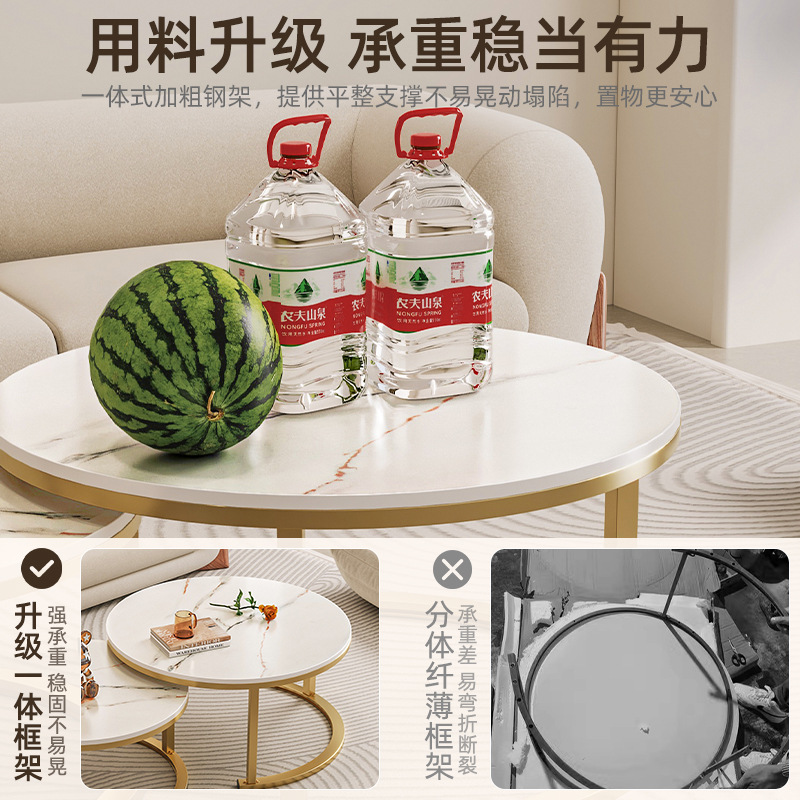 Mesa de té de tabla de roca 2024 nuevo estilo de sala de estar doméstica pequeña casa simple moderna sofá de lujo pequeño mesas de té redondas