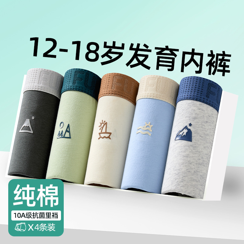 Teen Underwear Boys Pure Cotton Category a Development Period 12-16 Years Old Boys Boys Kidsren Middle and Large Kidsren High School Students