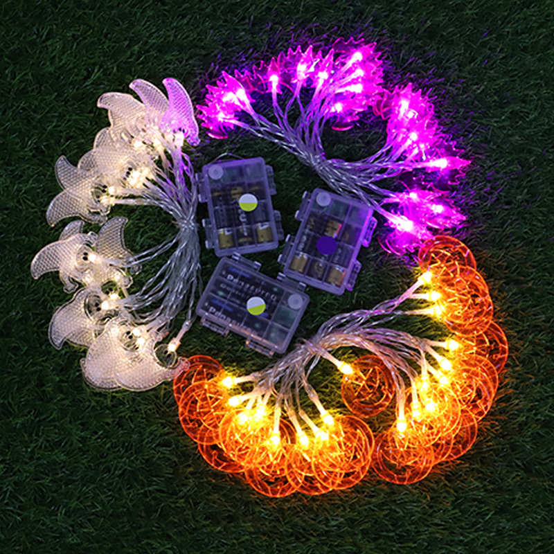 Cadena de luz LED de Halloween de tres piezas a prueba de agua de control remoto de calabaza Cadena de luz murciélago de Halloween Cadena de luz USB luces decorativas de colores