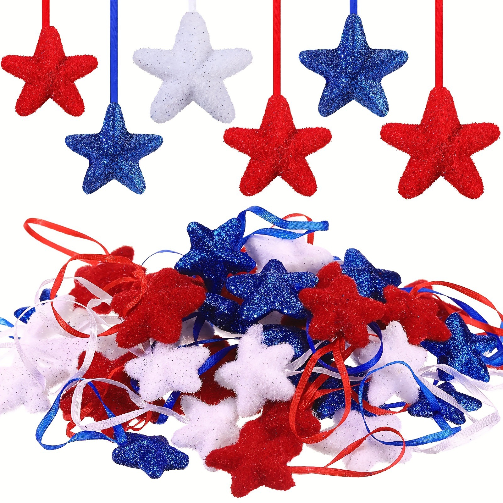 Especial transfronterizo para el Día de la Independencia de EE. UU. Espuma estrella de cinco puntas Decoración colgante pequeño Día nacional Decoración de ambiente