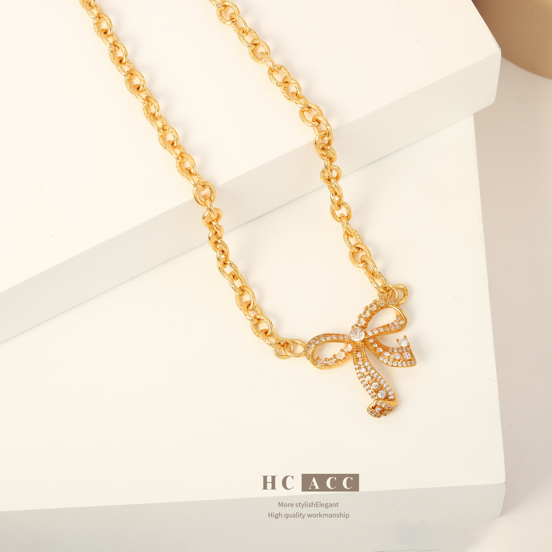 european-and-american-hot-selling-design-sense-copper-plated-real-gold-bow-necklace-with-zircon-fashion-exquisite-elegant-versatile-necklace european-and-american-hot-selling-design-sense-copper-plated-real-gold-bow-necklace-with-zircon-fashion-exquisite-elegant-versatile-necklace