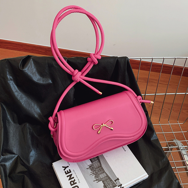 Korean Style Bow Casual 2025 New Trendy Early Spring Fashion Solid Color Design Stylish Crossbody Handheld Small Square Bag