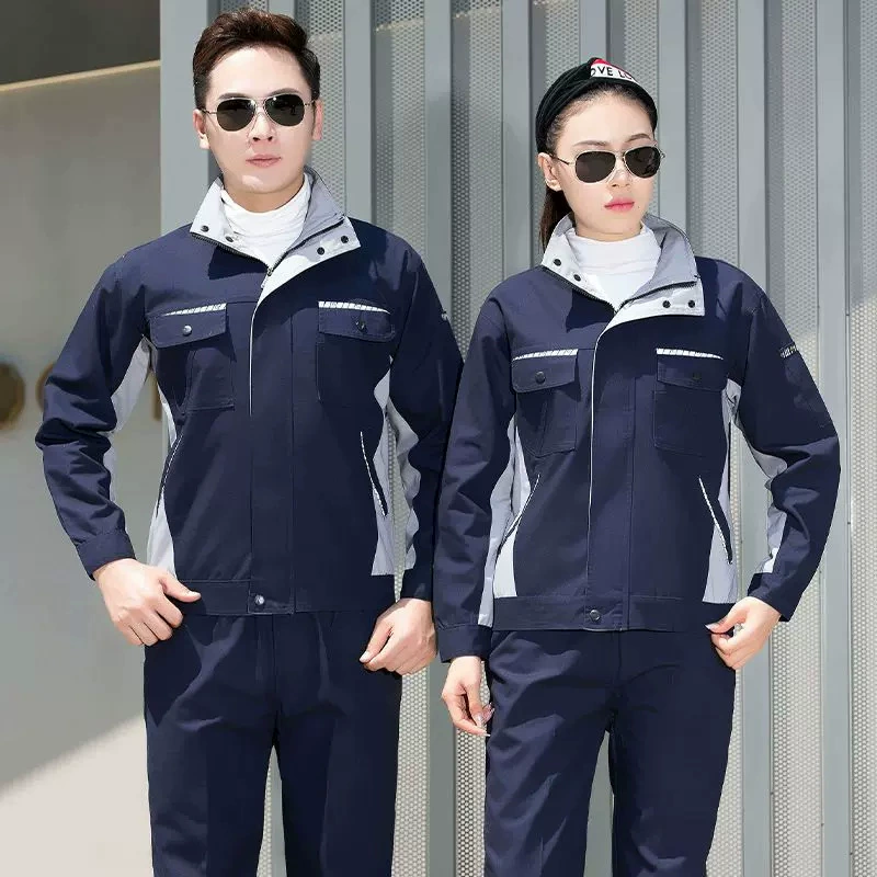 Полотно из полиэстера и хлопка с цветными блоками, износостойкая и износостойкая, мужская и женская весенне-осенняя одежда, одежда для сварки заводской мастерской, одежда для разгрузки и обработки труда.