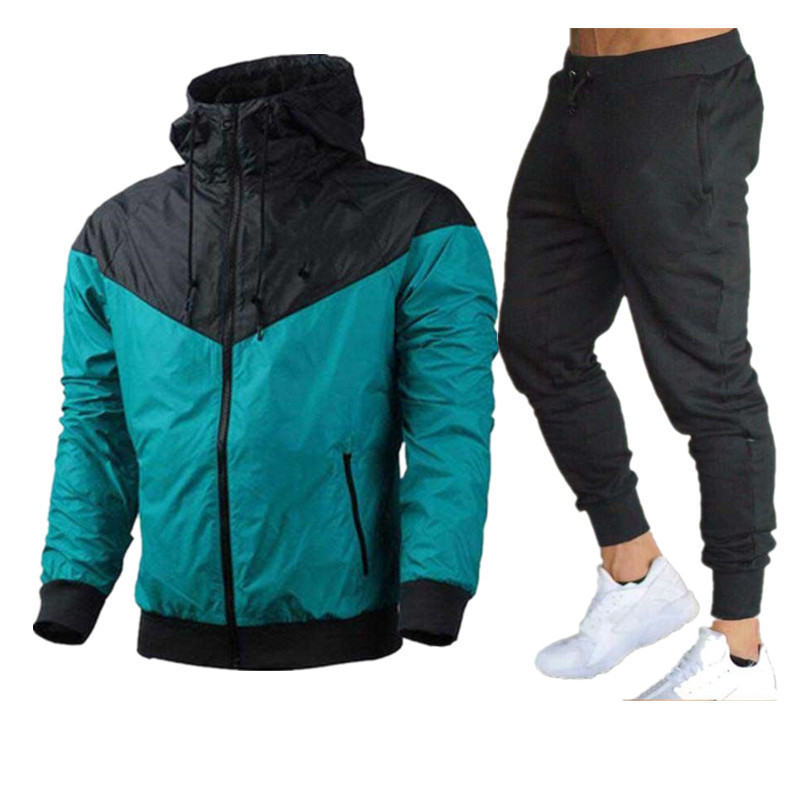 2023 New Spring and Autumn Men's Trendy Brand Windbreaker Casual Sports Hooded Fashion Solid Color Jacket Suit Dropshipping