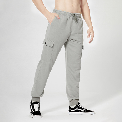 Spring and Autumn Loose Fit Multi-Pocket Camouflage Sports Casual Pants for Men with Drawstring Mid-Waist Belted Ankle Pants Workwear