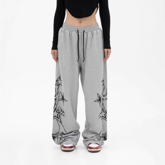 Cross Border American Grey Hip Hop Sweatpants Dame Jazz Loose Casual Pants Hiphop Dancing Straight Leg Wide Leg Pants
