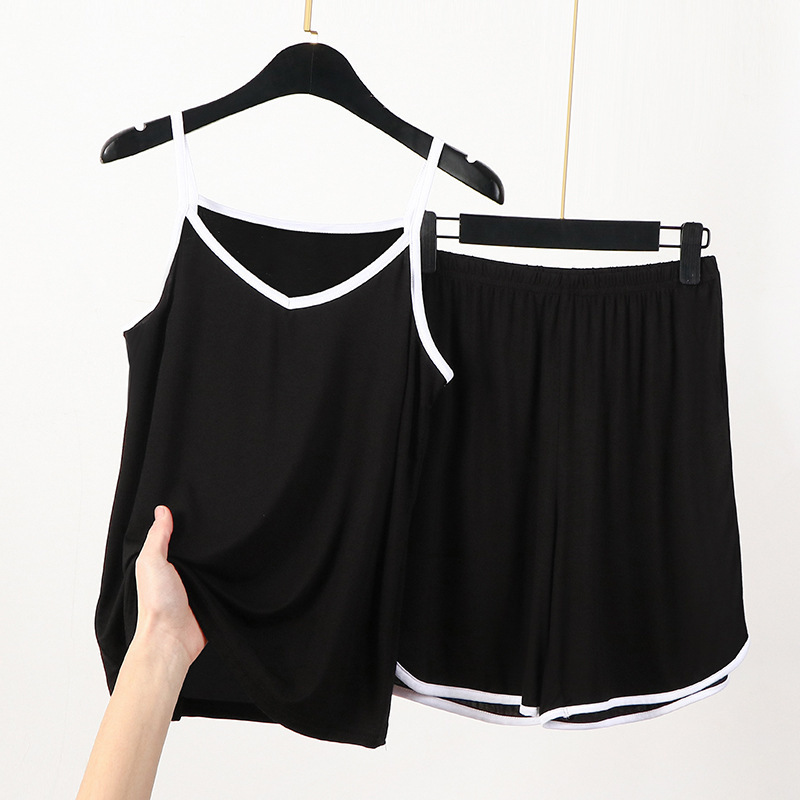 Factory wholesale modal camisole shorts suit 2024 women's summer thin loose large size fat girl bottoming shirt