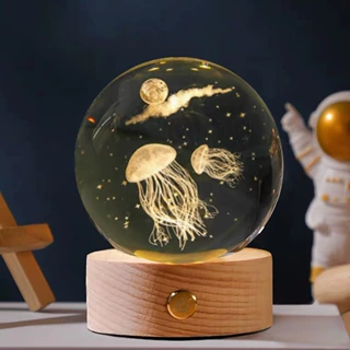 海豚星河充电发光水晶球小夜灯摆件玻璃球生日礼物送男女朋友礼物