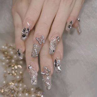 Douyin's Popular Butterfly Manicure Patches, Pure Desire Sparkling Wearable Nails, Finished Products, Cute Sexy Handmade Nail Patches Wholesale