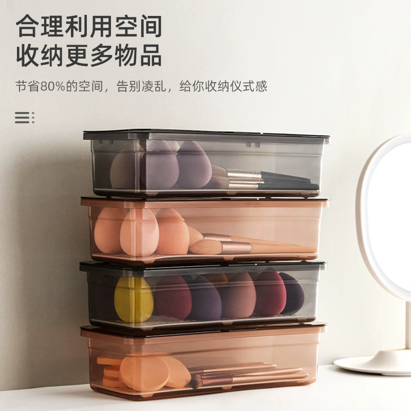 Makeup Storage Box (INS) — Rectangular Transparent ABS+PP Organizer, 27×11.5×6.5 cm