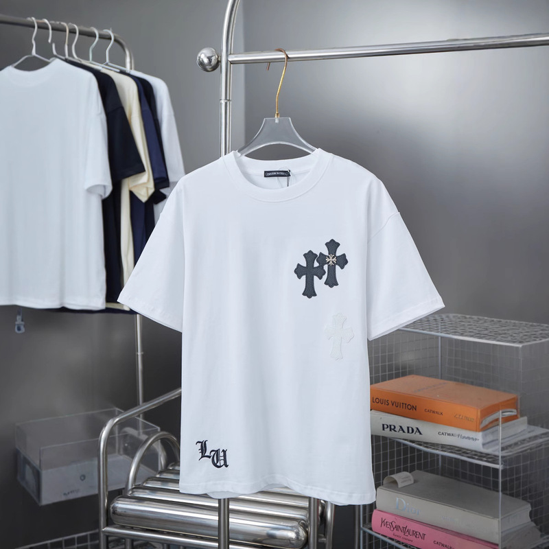 欧米クロスボーダーCHクロ春夏新作衝突色革ラベルクロ半袖tシャツ男女モデル|undefined