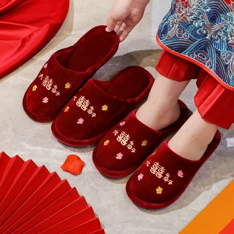 Свадебные свадебные тапочки праздничные красные свадебные принадлежности